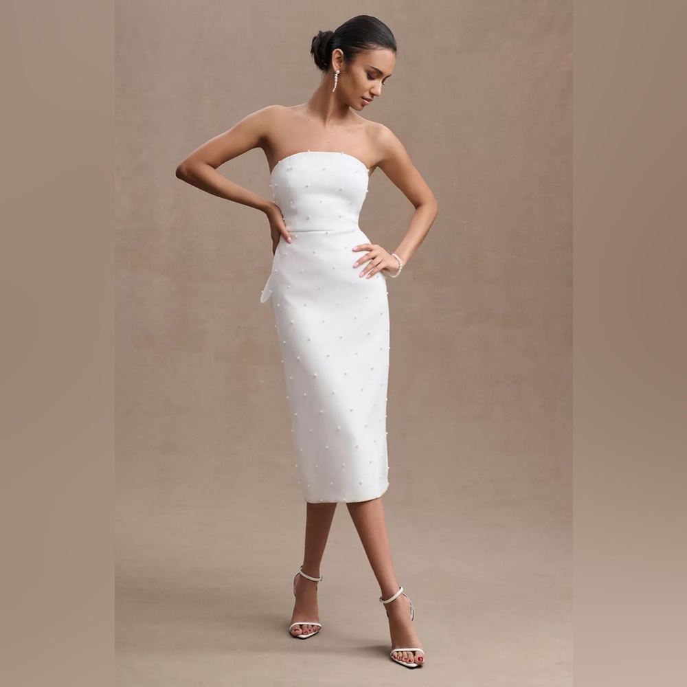 Sachin + Babi Pearl-Embellished White Midi Dress